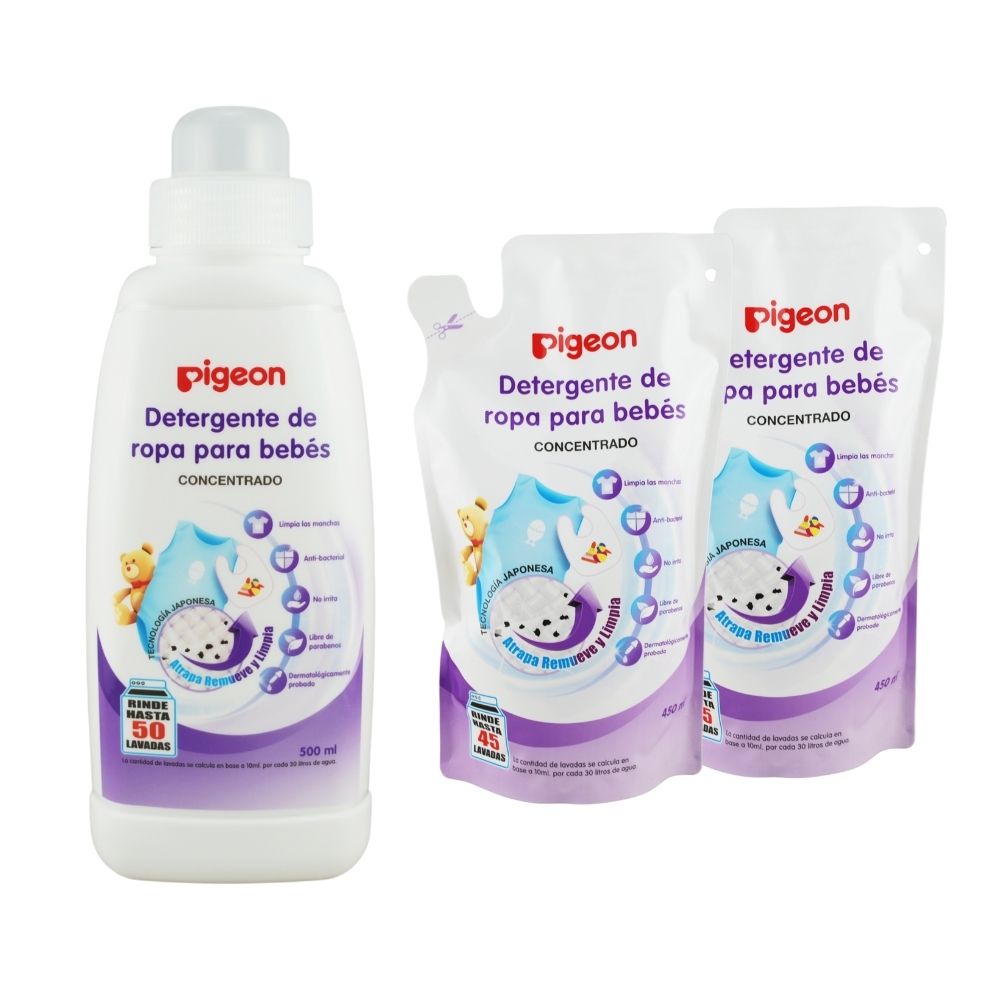 Detergente Ropa Bebe 500ml + 2 Recargas 450ml - Baby World Shop